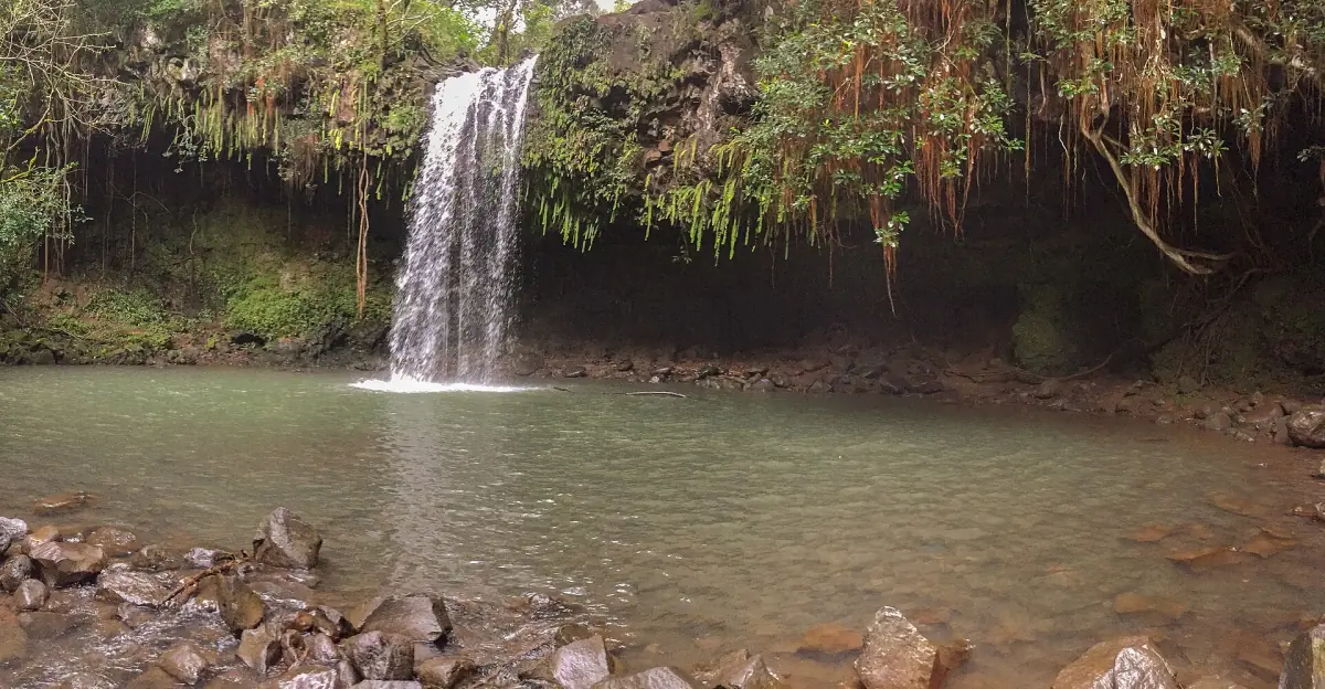 Ein Wasserfall mit Becken an der Road to Hana